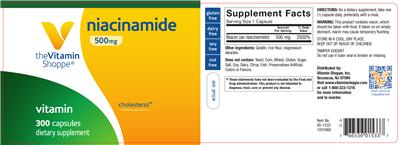 Photo of the The Vitamin Shoppe Niacinamide 500 mg label