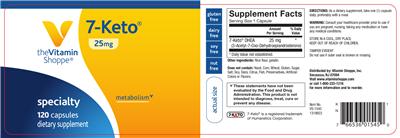 Photo of the The Vitamin Shoppe 7-Keto 25 mg label