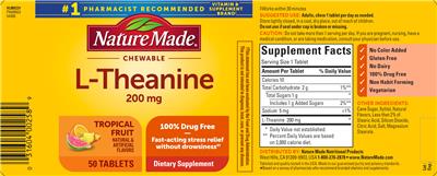 Photo of the Nature Made L-Theanine Chewable 200 mg Tropical Fruit label