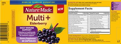 Photo of the Nature Made Multi + Elderberry label