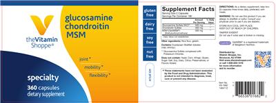 Photo of the The Vitamin Shoppe Glucosamine Chondroitin MSM label