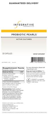 Photo of the Integrative Therapeutics Probiotic Pearls label