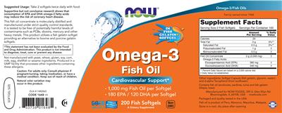 Product label for Omega-3 Fish Oil