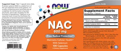 Photo of the NOW NAC 600 mg label