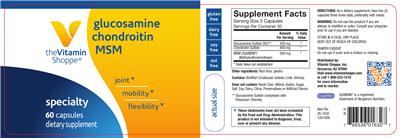 Photo of the The Vitamin Shoppe Glucosamine Chondroitin MSM label