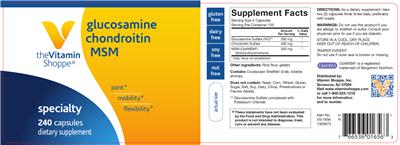 Photo of the The Vitamin Shoppe Glucosamine Chondroitin MSM label