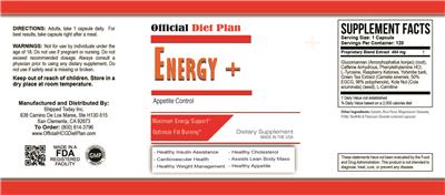 Photo of the Official Diet Plan Energy + label