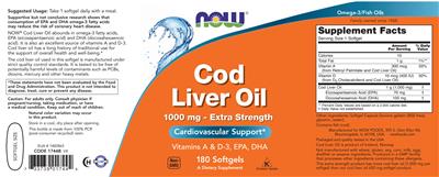 Photo of the NOW Cod Liver Oil 1000 mg - Extra Strength label