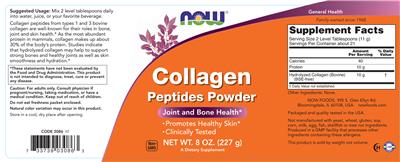 Photo of the NOW Collagen Peptides Powder label