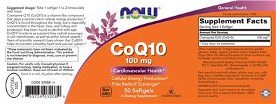 Photo of the NOW CoQ10 100 mg label