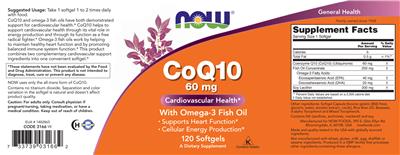 Photo of the NOW CoQ10 60 mg With Omega-3 Fish Oil label