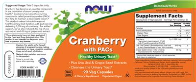Photo of the NOW Cranberry with PACs label