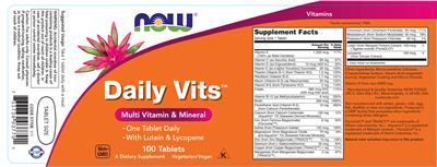 Photo of the NOW Daily Vits label