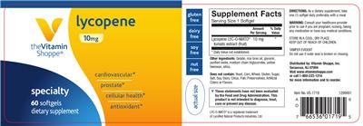 Photo of the The Vitamin Shoppe Lycopene 10 mg label