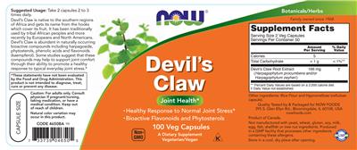Photo of the NOW Devil's Claw label
