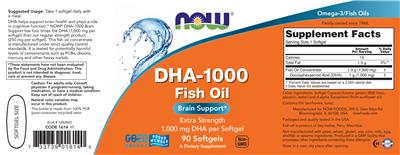 Photo of the NOW DHA-1000 Fish Oil label