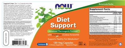 Photo of the NOW Diet Support label