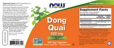 Photo of the NOW Dong Quai 520 mg label