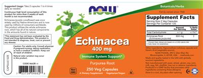 Photo of the NOW Echinacea 400 mg label