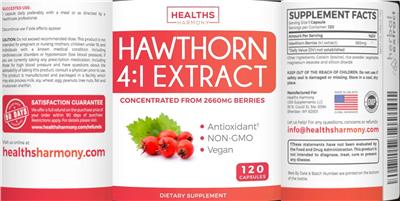 Photo of the Healths Harmony Hawthorn 4:1 Extract label