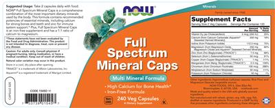 Product label for Full Spectrum Mineral Caps
