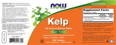 Photo of the NOW Kelp label