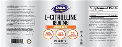 Product label for L-Citrulline 1200 mg