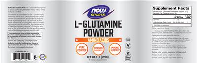 Photo of the NOW Sports L-Glutamine Powder label