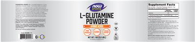 Photo of the NOW Sports L-Glutamine Powder label