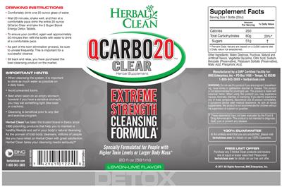 Photo of the Herbal Clean QCarbo20 Clear Lemon-Lime Flavor label