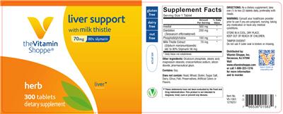Photo of the The Vitamin Shoppe Liver Support with Milk Thistle 70 mg label