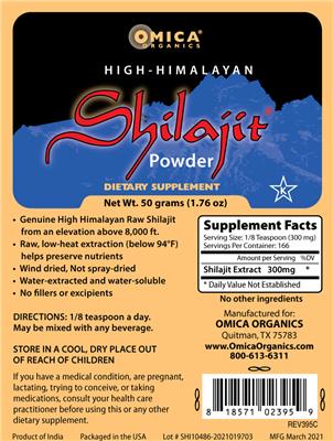 Photo of the Omica Organics High-Himalayan Shilajit Powder label