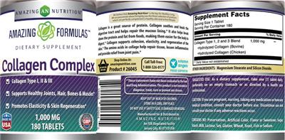 Photo of the AN Amazing Nutrition Amazing Formulas Collagen Complex 1,000 mg label