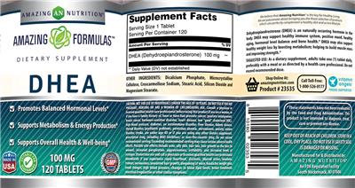 Photo of the AN Amazing Nutrition Amazing Formulas DHEA 100 mg label