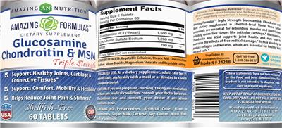 Photo of the AN Amazing Nutrition Amazing Formulas Glucosamine Chondroitin & MSM label