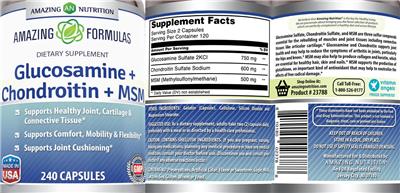 Photo of the AN Amazing Nutrition Amazing Formulas Glucosamine Chondroitin & MSM label