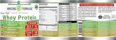 Photo of the AN Amazing Nutrition Amazing Formulas Grass-Fed Whey Protein Strawberry label