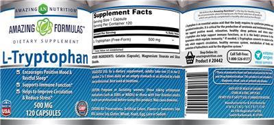 Photo of the AN Amazing Nutrition Amazing Formulas L-Tryptophan 500 mg label