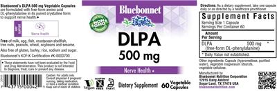 Photo of the Bluebonnet DLPA 500 mg label
