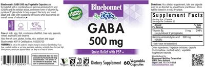 Photo of the Bluebonnet GABA 500 mg label
