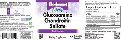 Photo of the Bluebonnet Glucosamine Chondroitin Sulfate label