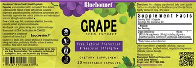 Photo of the Bluebonnet Grape Seed Extract label