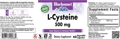 Photo of the Bluebonnet L-Cysteine 500 mg label
