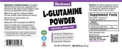 Photo of the Bluebonnet L-Glutamine Powder label