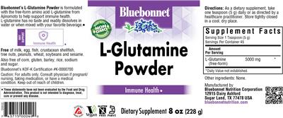 Photo of the Bluebonnet L-Glutamine Powder label