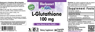 Photo of the Bluebonnet L-Glutathione 100 mg label