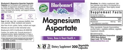 Photo of the Bluebonnet Magnesium Aspartate label