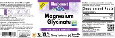 Photo of the Bluebonnet Magnesium Glycinate label