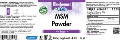 Photo of the Bluebonnet MSM Powder label