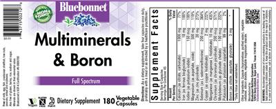 Photo of the Bluebonnet Multiminerals & Boron label